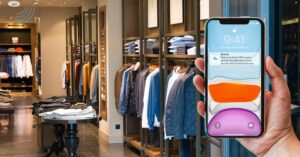 A push notification that've been sent to a customer inside a male clothing store.