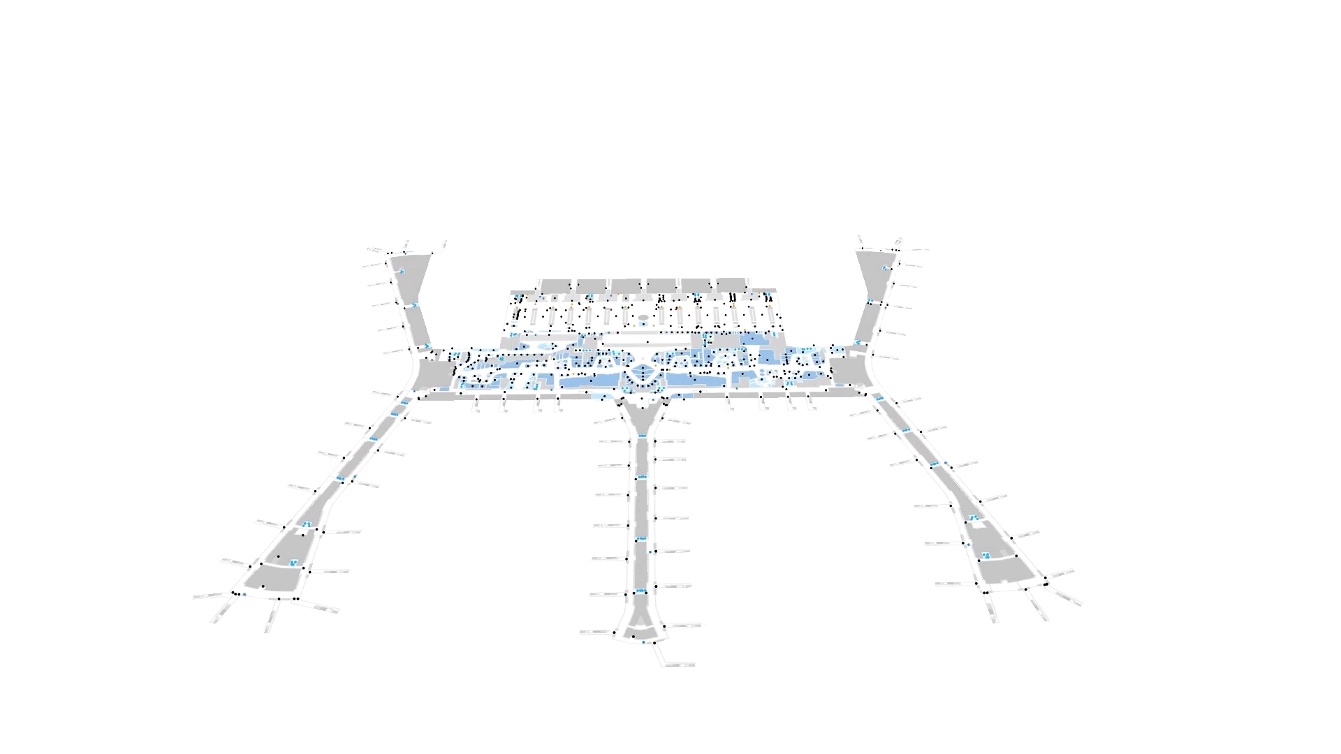 360-degree rotating airport indoor map showcasing real-time indoor positioning and navigation
